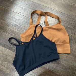 Athleta Sports Bra Bundle M Blue & Brown Strappy Yoga Pilates Set